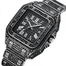 Hip Hop Iced Out Men Watch Square Diamond Quartz Luxury Mens Wrist Watches Gold Roman Calendar Steel Clock Relogio Masculino - Lafix