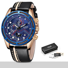LIGE Watch Men Sport Quartz Clock Leather Mens Watches Top Brand Luxury Gold Waterproof Business Watch - Lafix