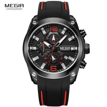 Megir Men's Chronograph Analog Quartz Watch with Date, Luminous Hands, Waterproof Silicone Rubber Strap Wristswatch - Lafix