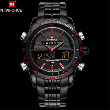 NAVIFORCE Stainless Steel Quartz Watch Men Digital LED Sports Wristwatch - Lafix