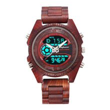 Antique Natural Digital Men's Watches LED display Wristwatches Wooden Leather Luminous Hand boys watches Bracelet Wristband - Lafix