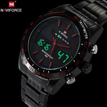 NAVIFORCE Stainless Steel Quartz Watch Men Digital LED Sports Wristwatch - Lafix