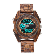 Antique Natural Digital Men's Watches LED display Wristwatches Wooden Leather Luminous Hand boys watches Bracelet Wristband - Lafix