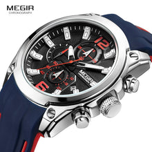 Megir Men's Chronograph Analog Quartz Watch with Date, Luminous Hands, Waterproof Silicone Rubber Strap Wristswatch - Lafix