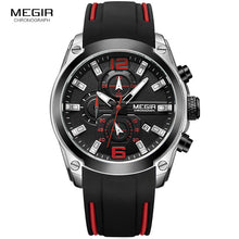 Megir Men's Chronograph Analog Quartz Watch with Date, Luminous Hands, Waterproof Silicone Rubber Strap Wristswatch - Lafix