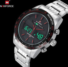 NAVIFORCE Stainless Steel Quartz Watch Men Digital LED Sports Wristwatch - Lafix
