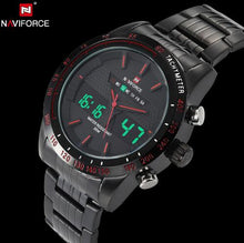 NAVIFORCE Stainless Steel Quartz Watch Men Digital LED Sports Wristwatch - Lafix