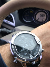 WEIDE men's Sports watch Analog Hands Digital Calendar Quartz Brown Leather Strap Wrist watches - Lafix