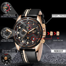 LIGE Watch Men Sport Quartz Clock Leather Mens Watches Top Brand Luxury Gold Waterproof Business Watch - Lafix