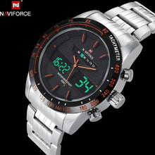 NAVIFORCE Stainless Steel Quartz Watch Men Digital LED Sports Wristwatch - Lafix
