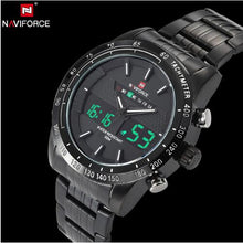 NAVIFORCE Stainless Steel Quartz Watch Men Digital LED Sports Wristwatch - Lafix