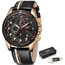LIGE Watch Men Sport Quartz Clock Leather Mens Watches Top Brand Luxury Gold Waterproof Business Watch - Lafix