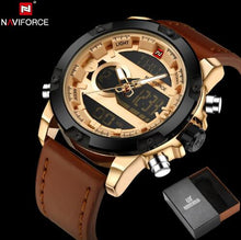 NAVIFORCE Leather Quartz Watch Men's Sport Wristwatch - Lafix