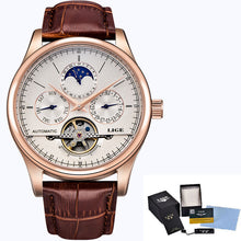 LIGE Brand Men Watches Automatic Mechanical Watch Tourbillon Sport Clock Leather Casual Business Retro Wristwatch Relojes Hombre - Lafix