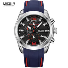 Megir Men's Chronograph Analog Quartz Watch with Date, Luminous Hands, Waterproof Silicone Rubber Strap Wristswatch - Lafix