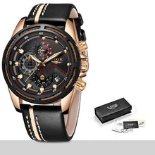 LIGE Watch Men Sport Quartz Clock Leather Mens Watches Top Brand Luxury Gold Waterproof Business Watch - Lafix