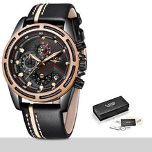 LIGE Watch Men Sport Quartz Clock Leather Mens Watches Top Brand Luxury Gold Waterproof Business Watch - Lafix