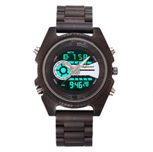 Antique Natural Digital Men's Watches LED display Wristwatches Wooden Leather Luminous Hand boys watches Bracelet Wristband - Lafix