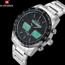 NAVIFORCE Stainless Steel Quartz Watch Men Digital LED Sports Wristwatch - Lafix