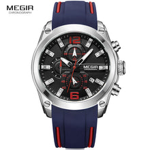 Megir Men's Chronograph Analog Quartz Watch with Date, Luminous Hands, Waterproof Silicone Rubber Strap Wristswatch - Lafix