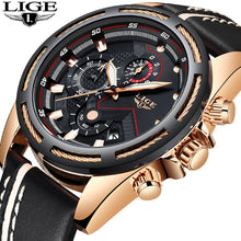 LIGE Watch Men Sport Quartz Clock Leather Mens Watches Top Brand Luxury Gold Waterproof Business Watch - Lafix