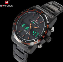 NAVIFORCE Stainless Steel Quartz Watch Men Digital LED Sports Wristwatch - Lafix