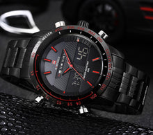 NAVIFORCE Stainless Steel Quartz Watch Men Digital LED Sports Wristwatch - Lafix