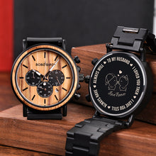 Men Watch Engrave Personal Engraving free Family Birthday Gift for Son Dad Husband Quartz Wristwatches Male Wristwatch Logo - Lafix