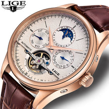 LIGE Brand Men Watches Automatic Mechanical Watch Tourbillon Sport Clock Leather Casual Business Retro Wristwatch Relojes Hombre - Lafix