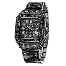 Hip Hop Iced Out Men Watch Square Diamond Quartz Luxury Mens Wrist Watches Gold Roman Calendar Steel Clock Relogio Masculino - Lafix