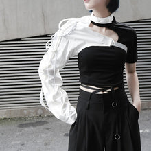 [EAM] 2019 New Spring Summer Lapel One-sided Long-sleeved Accessories Irregular Personality Shirt Women Blouse Fashion  JX407 - Lafix