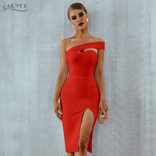 Adyce White Bodycon Bandage Dress Women Vestidos 2019 Summer Sexy Elegant Black One Shoulder Midi Celebrity Runway Party Dresses - Lafix