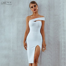 Adyce White Bodycon Bandage Dress Women Vestidos 2019 Summer Sexy Elegant Black One Shoulder Midi Celebrity Runway Party Dresses - Lafix