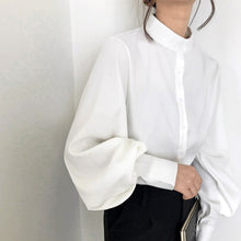 Vintage Lantern Sleeve Autumn Winter Thicken Women Shirt Blouses Single Breasted Blouse Female Loose Shirts Tops blusas mujer - Lafix
