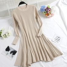 Women Long Sleeve Sweater Dress Women's Irregular Hem Casual Autumn Winter Dress Women O-neck A Line Short Mini Knitted Dresses - Lafix