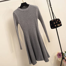 Women Long Sleeve Sweater Dress Women's Irregular Hem Casual Autumn Winter Dress Women O-neck A Line Short Mini Knitted Dresses - Lafix