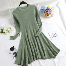 Women Long Sleeve Sweater Dress Women's Irregular Hem Casual Autumn Winter Dress Women O-neck A Line Short Mini Knitted Dresses - Lafix