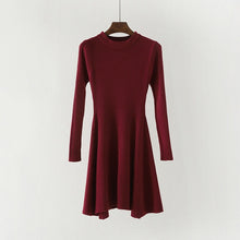 Women Long Sleeve Sweater Dress Women's Irregular Hem Casual Autumn Winter Dress Women O-neck A Line Short Mini Knitted Dresses - Lafix