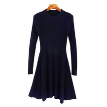 Women Long Sleeve Sweater Dress Women's Irregular Hem Casual Autumn Winter Dress Women O-neck A Line Short Mini Knitted Dresses - Lafix