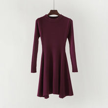 Women Long Sleeve Sweater Dress Women's Irregular Hem Casual Autumn Winter Dress Women O-neck A Line Short Mini Knitted Dresses - Lafix