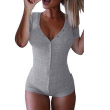 Bodysuit Women 2019 New Sexy Body Lady V Neck Long Sleeve Bodycon Jumpsuit Buttons Casual Pink Patchwork Knit Cotton Bodysuits - Lafix