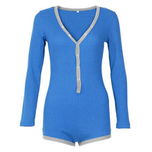 Bodysuit Women 2019 New Sexy Body Lady V Neck Long Sleeve Bodycon Jumpsuit Buttons Casual Pink Patchwork Knit Cotton Bodysuits - Lafix