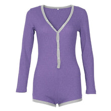 Bodysuit Women 2019 New Sexy Body Lady V Neck Long Sleeve Bodycon Jumpsuit Buttons Casual Pink Patchwork Knit Cotton Bodysuits - Lafix