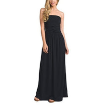 UZZDSS Womens Bandeau Holiday Off Shoulder Long Dress Ladies Summer Solid Maxi Dress Black dropshipping - Lafix