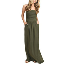UZZDSS Womens Bandeau Holiday Off Shoulder Long Dress Ladies Summer Solid Maxi Dress Black dropshipping - Lafix