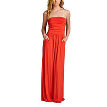 UZZDSS Womens Bandeau Holiday Off Shoulder Long Dress Ladies Summer Solid Maxi Dress Black dropshipping - Lafix