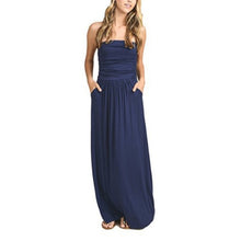 UZZDSS Womens Bandeau Holiday Off Shoulder Long Dress Ladies Summer Solid Maxi Dress Black dropshipping - Lafix