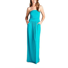 Duzeala Womens Bandeau Holiday Off Shoulder Long Dress Ladies Summer Solid Maxi Dress dropshipping - Lafix