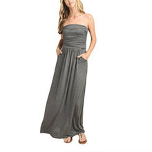 Duzeala Womens Bandeau Holiday Off Shoulder Long Dress Ladies Summer Solid Maxi Dress dropshipping - Lafix