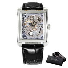WINNER Retro Ladies Mechanical Watch Men Women Wristwatches Skeleton Rectangle Watches Leather Strap Couple Gift for Lover - Lafix